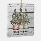 Personalisierter Rustikaler Weihnachtsbaum Keramikornament (Rechts)
