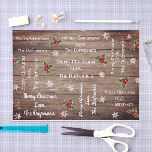 Personalisierter Rustikaler Weihnachtszaun Seidenpapier (Handwerk)