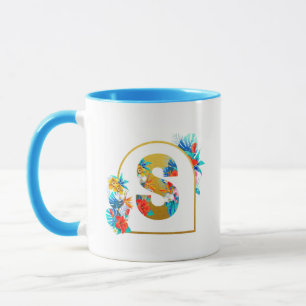 Personalisierter "S"-Tropischer Blume Muttertag Tasse