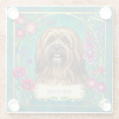 Personalisierter Sable Lhasa Apso Blumenglasunters Glasuntersetzer (Rückseite)
