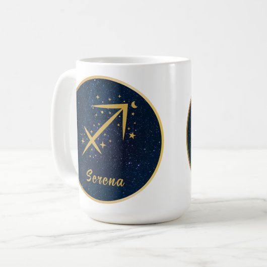 Personalisierter Sagittarius-Zooikensymbol Kaffeetasse (Vorderseite Links)