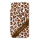 Personalisierter Sahnefall Leopard-Druck-Browns Incipio iPhone Geldbeutel-Hülle (Folio Vorderseite)