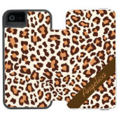 Personalisierter Sahnefall Leopard-Druck-Browns Incipio iPhone Geldbeutel-Hülle (Folio Geöffnet)