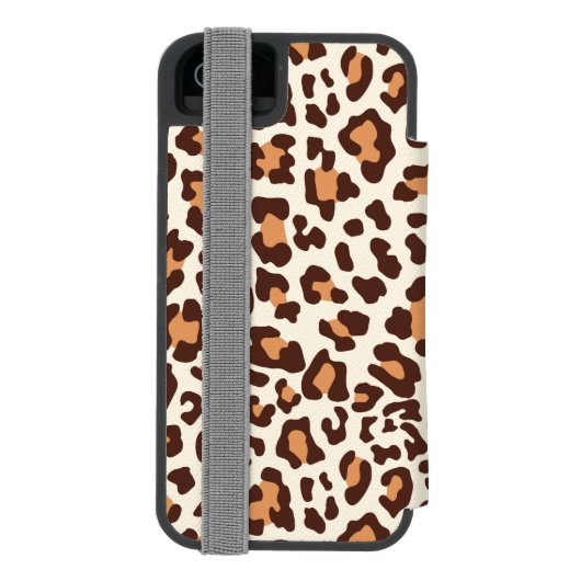 Personalisierter Sahnefall Leopard-Druck-Browns Incipio iPhone Geldbeutel-Hülle (Folio Rückseite)