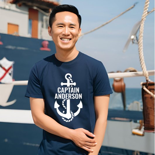 Personalisierter Sailorman Name Navy Anchor Weißer Tri-Blend Shirt