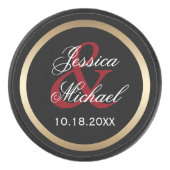 Personalisierter Sake aus Braut und Bräutigam Eishockey Puck (Vorderseite)