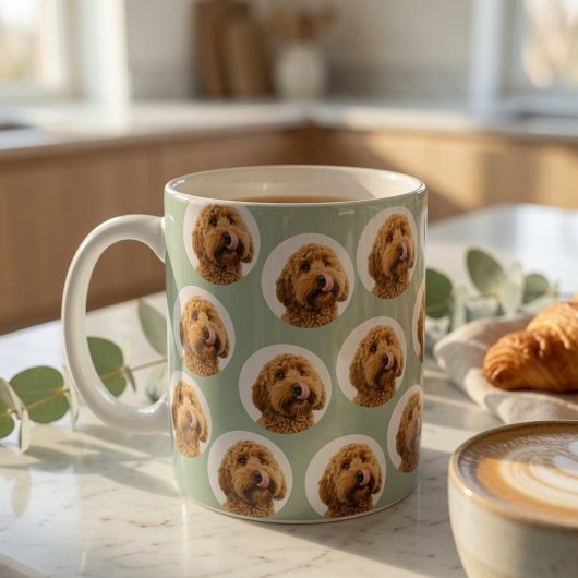 Personalisierter Salbeigrüner Haustier-Gesichtsmug Kaffeetasse