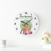 Personalisierter Salonhund und Blasen Große Wanduhr (Zuhause)