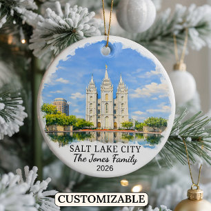 Personalisierter Salt Lake City Weihnachtsschmuck, Keramik Ornament