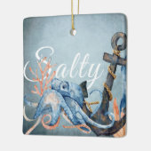 Personalisierter Salty Octopus, Anchor Beach Weihn Keramikornament (Links)