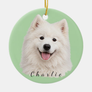 Personalisierter Samojede-Hund mit individuellem N Keramik Ornament