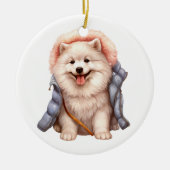 Personalisierter Samoyed Hund Keramik Ornament (Vorne)