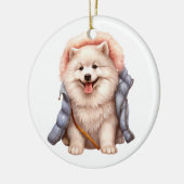 Personalisierter Samoyed Hund Keramik Ornament (Links)