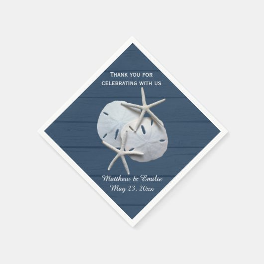 Personalisierter Sand-Dollar-Starfish Hochzeit von Serviette (Ecke)