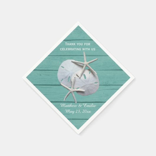 Personalisierter Sand-Dollar-Starfish Hochzeit von Serviette (Ecke)