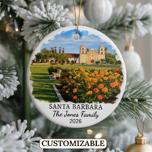 Personalisierter Santa-Barbara-Christbaumschmuck,  Keramik Ornament