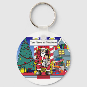 Personalisierter Santa Besuch - Girl Cartoon Schlüsselanhänger