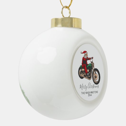Personalisierter Santa Bike Rider Keramik Kugel-Ornament (Links)
