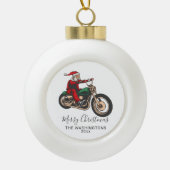 Personalisierter Santa Bike Rider Keramik Kugel-Ornament (Vorderseite)
