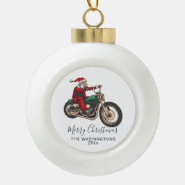 Personalisierter Santa Bike Rider Keramik Kugel-Ornament