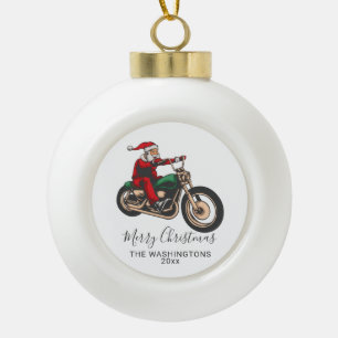 Personalisierter Santa Bike Rider Keramik Kugel-Ornament