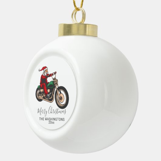 Personalisierter Santa Bike Rider Keramik Kugel-Ornament (Rechts)