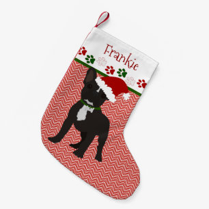 Personalisierter Santa Black Bulldog Kleiner Weihnachtsstrumpf