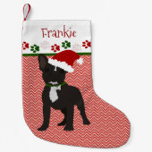 Personalisierter Santa Black Bulldog Kleiner Weihnachtsstrumpf (Vorderseite)
