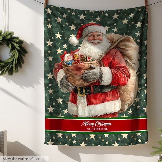 Personalisierter Santa Blanket mit Monogramm-Text Fleecedecke