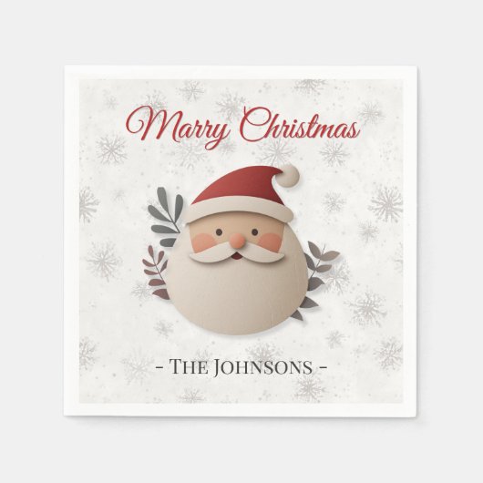 Personalisierter Santa Christmas Napkin - Familien Serviette (Vorderseite)