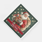 Personalisierter Santa Claus Ferientisch Napkins Serviette (Ecke)