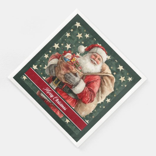 Personalisierter Santa Claus Ferientisch Napkins Serviette (Ecke)