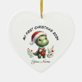 Personalisierter Santa Dinosaurier Erste Weihnacht Keramik Ornament