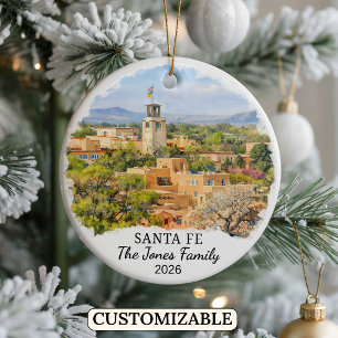 Personalisierter Santa-Fe-Schmuck, Maßgeschneidert Keramik Ornament
