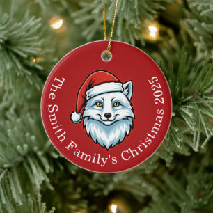 Personalisierter Santa Fox Keramik-Weihnachtsbaums Keramik Ornament
