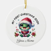 Personalisierter Santa Frog Keramik Ornament (Vorne)