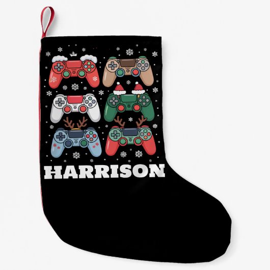 Personalisierter Santa-Gaming-Controller Gamer Wei Kleiner Weihnachtsstrumpf (Vorderseite)