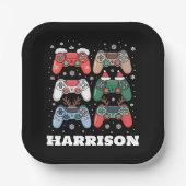 Personalisierter Santa-Gaming-Controller Gamer Wei Pappteller (Vorderseite)
