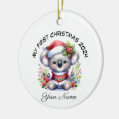 Personalisierter Santa Koala Bär Erste Weihnachtsf Keramik Ornament (Links)