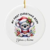 Personalisierter Santa Koala Bär Erste Weihnachtsf Keramik Ornament (Hinten)