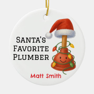 Personalisierter Santa-Lieblings-Klempner Keramik Ornament