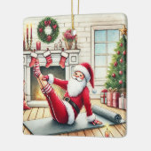 Personalisierter Santa-Lieblings-Pilates-Lehrer Keramikornament (Links)
