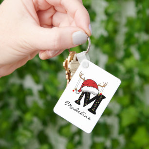 Personalisierter Santa-Monogramm-Schlüsselanhänger Schlüsselanhänger