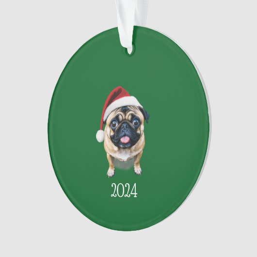 Personalisierter Santa Mops Ornament (Vorderseite)