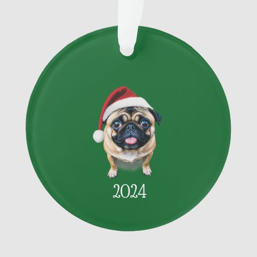 Personalisierter Santa Mops Ornament (Vorderseite)