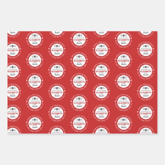 Personalisierter Santa North Pole Express Geschenkpapier Set (Vorderseite 3)
