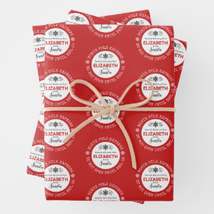Personalisierter Santa North Pole Express Geschenkpapier Set