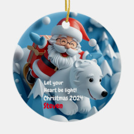 Personalisierter Santa-Polar-Bär Keramik Ornament