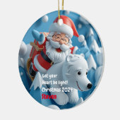 Personalisierter Santa-Polar-Bär Keramik Ornament (Links)