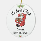 Personalisierter Santa Reading Ornament für Buchun (Links)